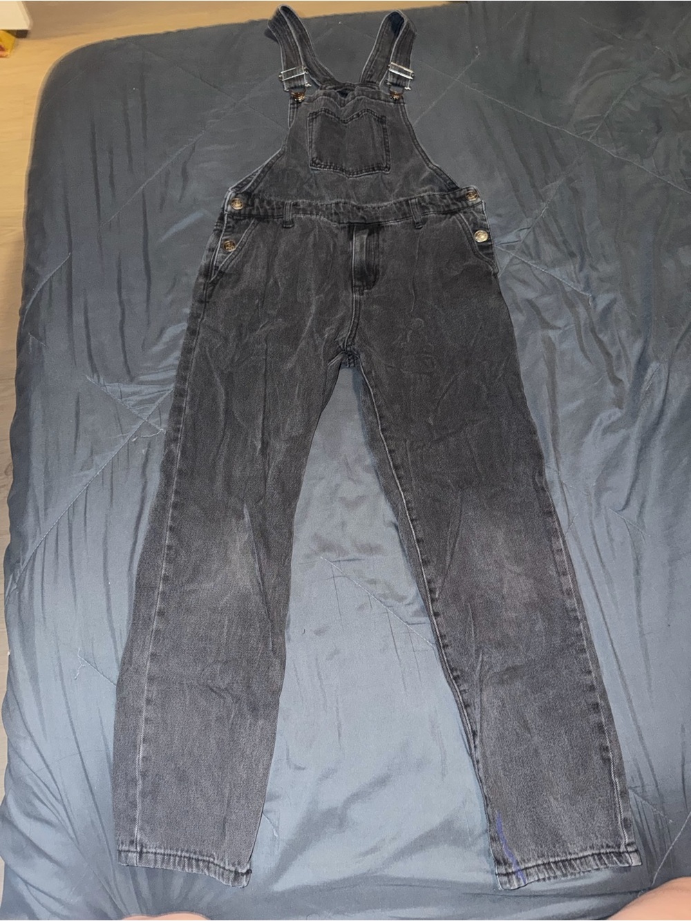 Forever 21 Black Washed Denim Overalls
